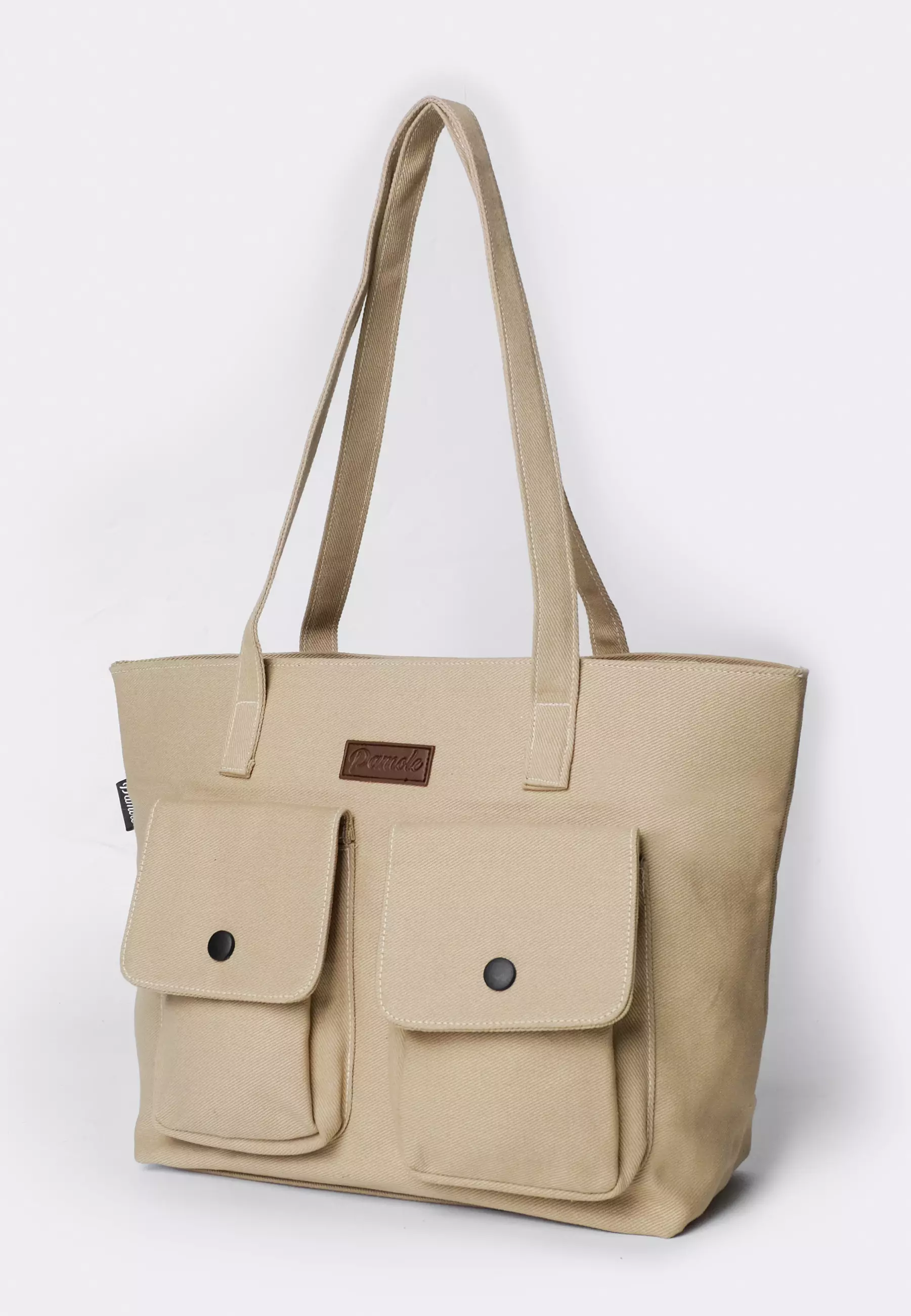 Pamole - Totebag Wanita Tote Bag Wanita Bahan Kanvas - Emely Series - Khaki