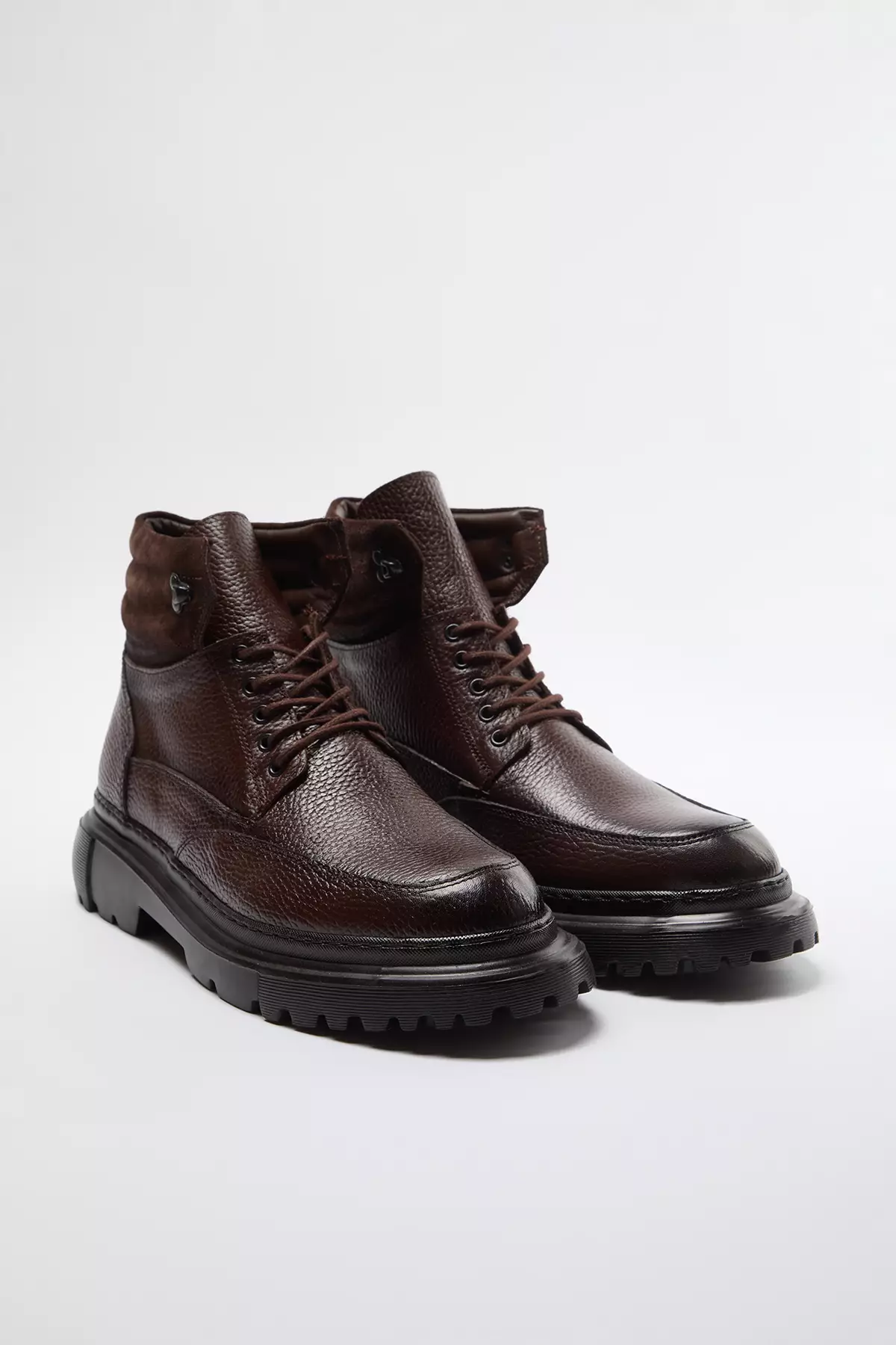 Brown Genuine Leather Lace-Up Men's Boots Takaw25Bo00037