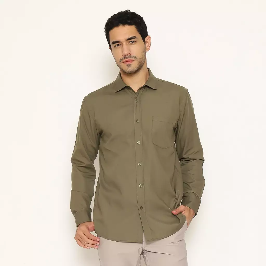 AMK Kemeja Pria Lengan Panjang SHS MASAHIRO L/S Premiere Solid Olive