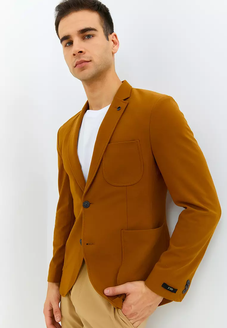 Jobb Edmond-T2 Blazer Pria Slim Fit Mustard