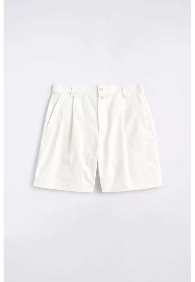 Buy COS PLEATED DENIM-HERRINGBONE SHORTS Online | ZALORA Malaysia