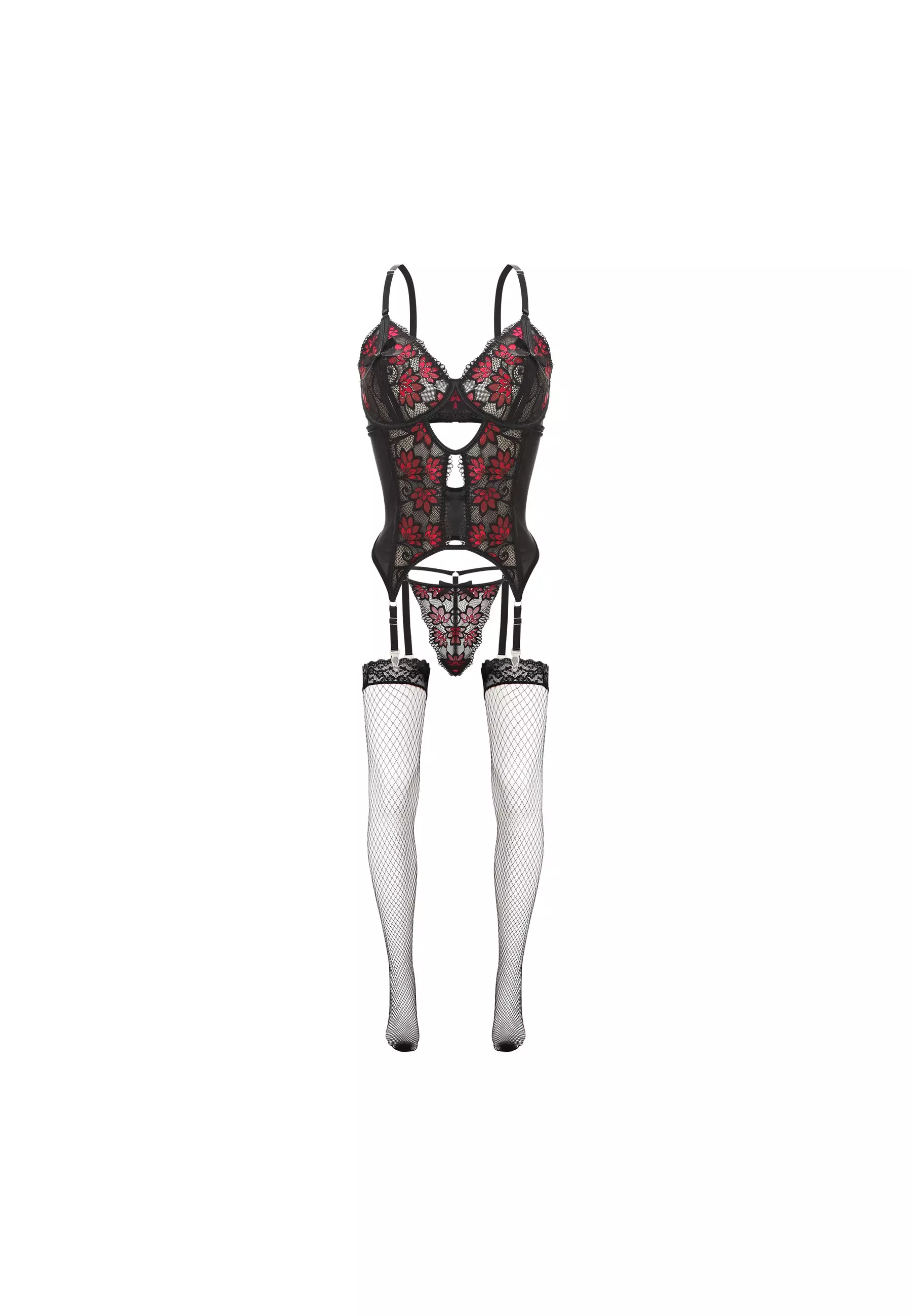 You’ve ( YouHave ) Lingerie Set Sexy Hot Brukat Premium Garter Belt Lingerie Wanita Bodysuit Lingerie Set 700037