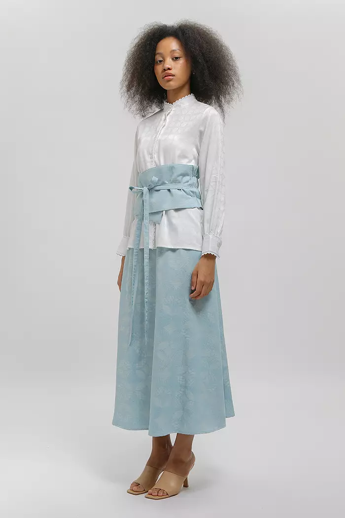 COTTONINK - Aksesoris Obi Belt Amita Kawung Biru Muda #Archipelago2025