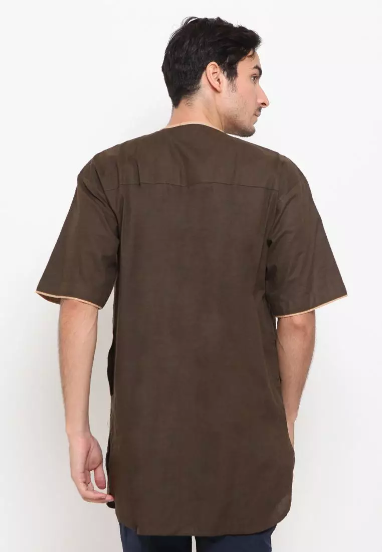 Zayidan Baju Koko Gamis Muslim Pria Umar - Hijau Army