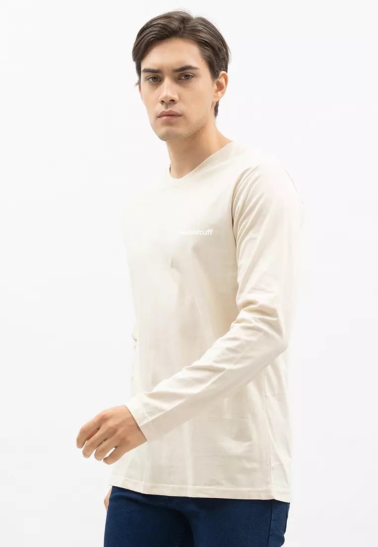 Houseofcuff Kaos Cotton Combed Lengan Panjang Pria Cream