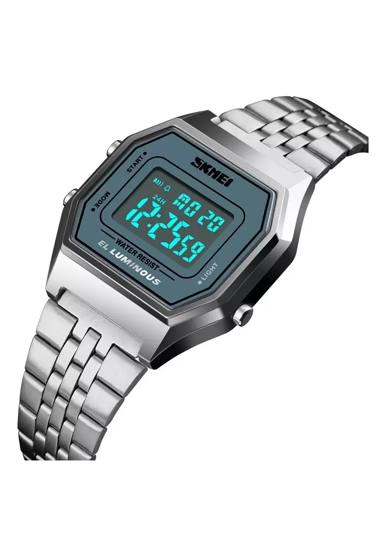Jam Tangan Kasual Digital Pria Waterproof 30m Strap Tali Material Stainless Steel SJ79 ORIGINAL