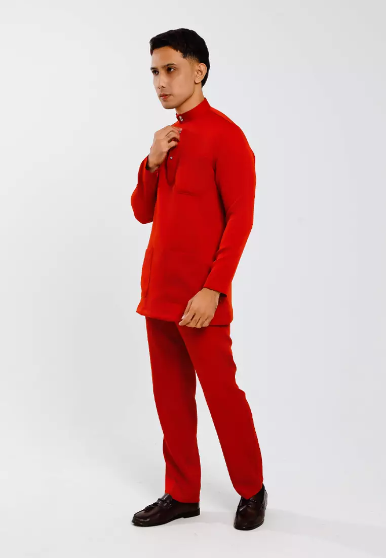 Forest x Hatta Dolmat Baju Melayu Cekak Musang Regular Fit - BM23766-58BrickRed