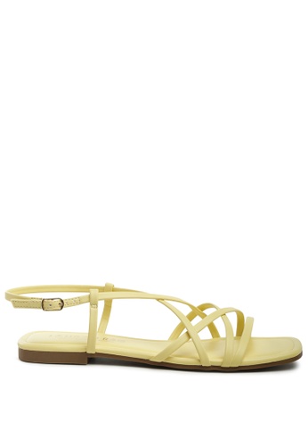 London Rag yellow Flat Strappy Sandals in Yellow 10AD4SH683DEE0GS_1