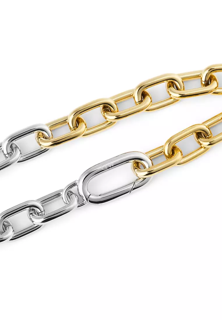 Contrast Link Bracelet Two Tone Gold - Unisex Bracelet for women and men stainless steel Bracelet DW Official Authentic Original gelang tangan perempuan lelaki DW