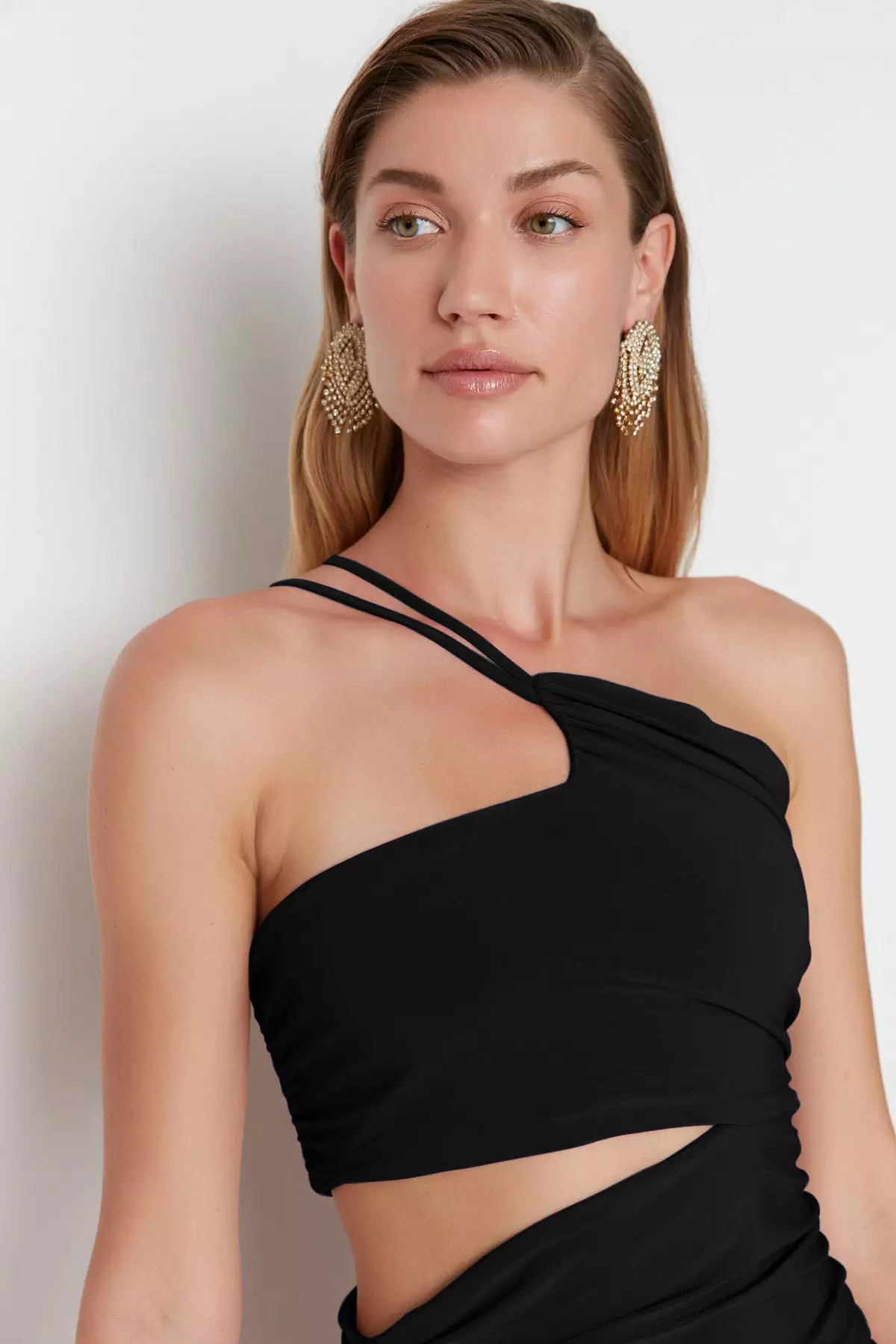 Neck Slit Evening Dress