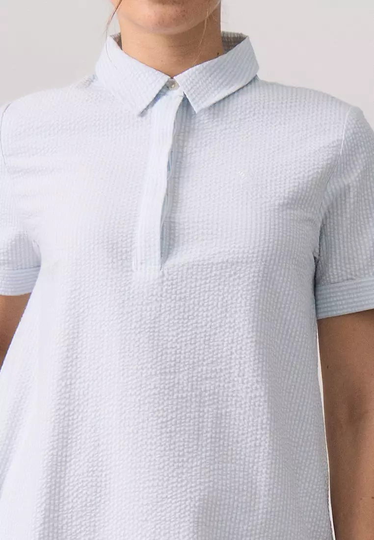 Seersucker Half Placket Dress