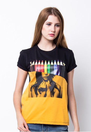 Endorse Tshirt Pencil Girls Black Orange END-PF124