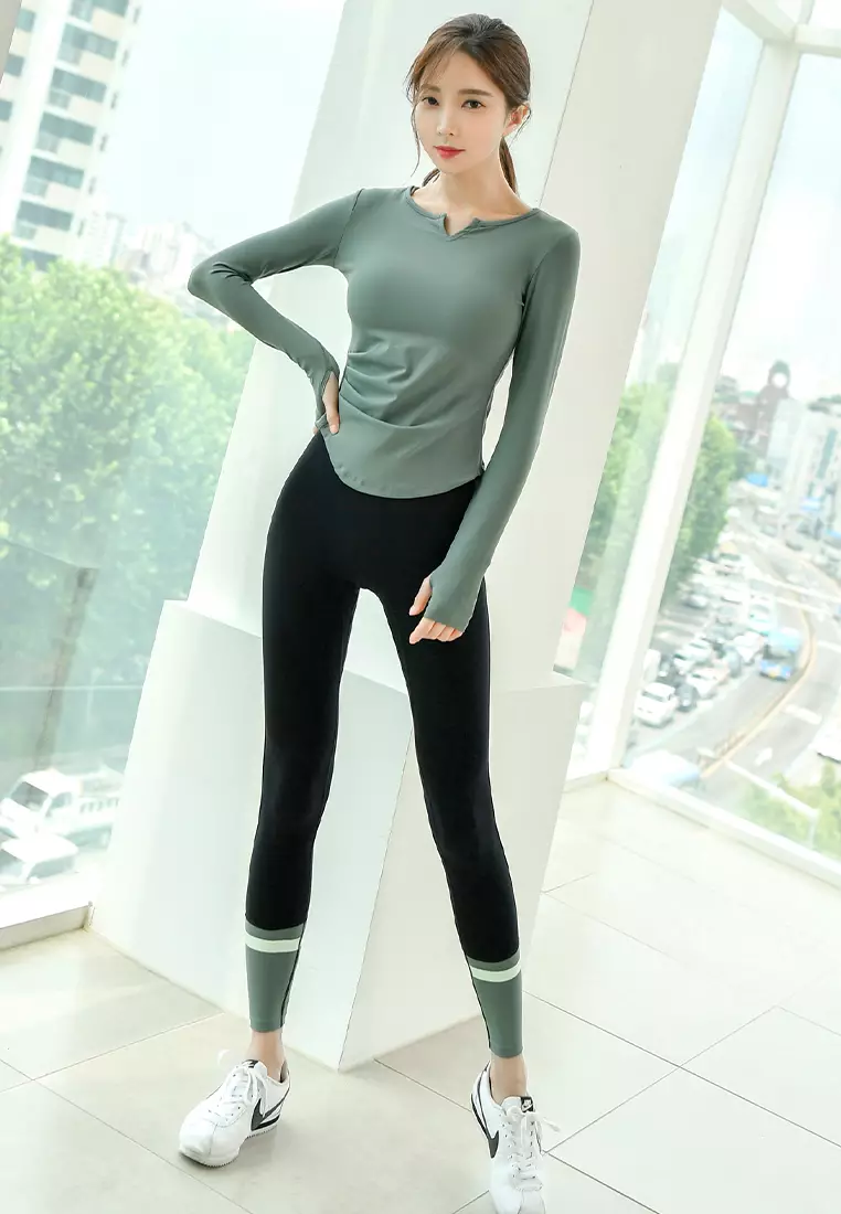 (2PCS) Quick Dry Running Fitness Yoga Dance Set (Tops+Bottoms)