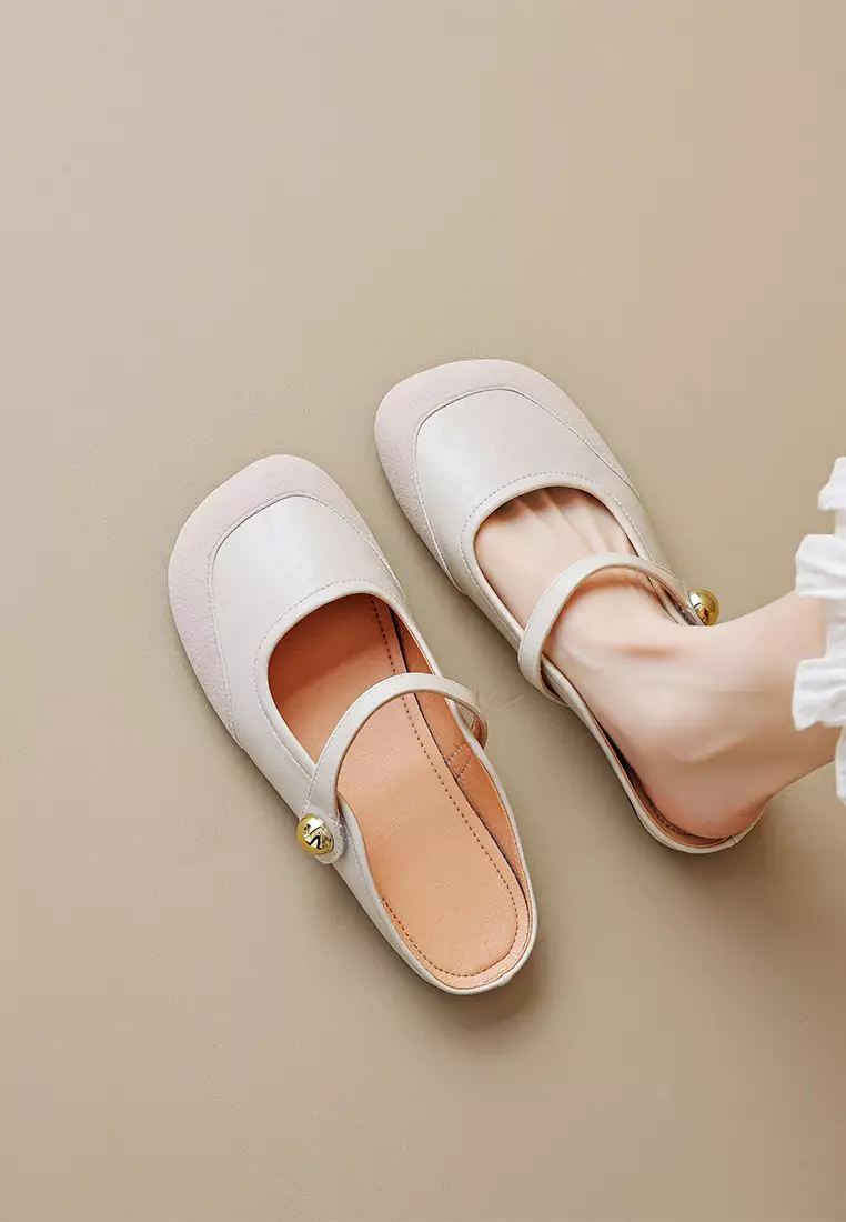Vintage Buckle Strap Flat Mules WW993-3