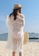 LYCKA white BC1065 Lady Beachwear Long Breezy Beach Cover-up White 16009US73369DEGS_5