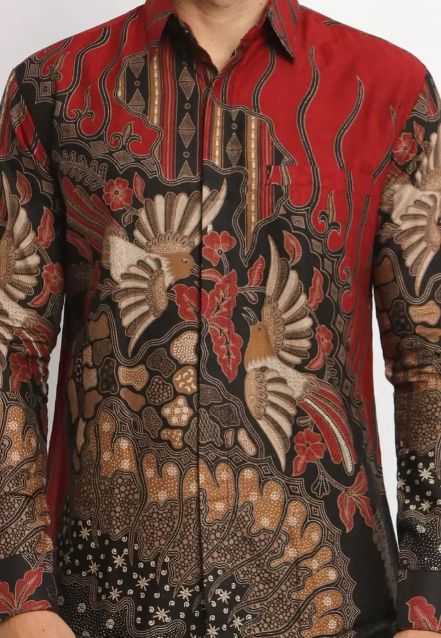 Citragada Maron Kemeja Batik Pria Premium Slimfit Modern Lengan Panjang