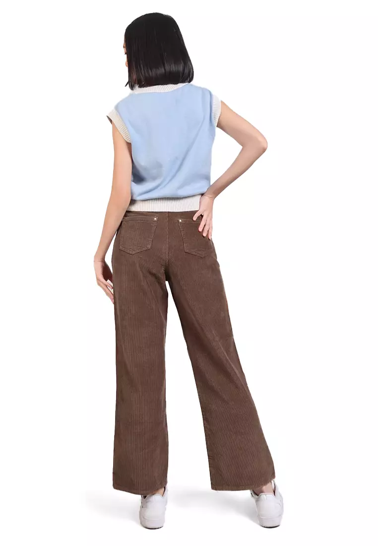 Low Waist Straight Leg Corduroy Pants