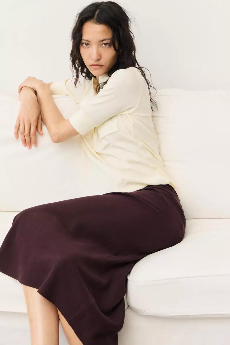 Linen-blend slip skirt