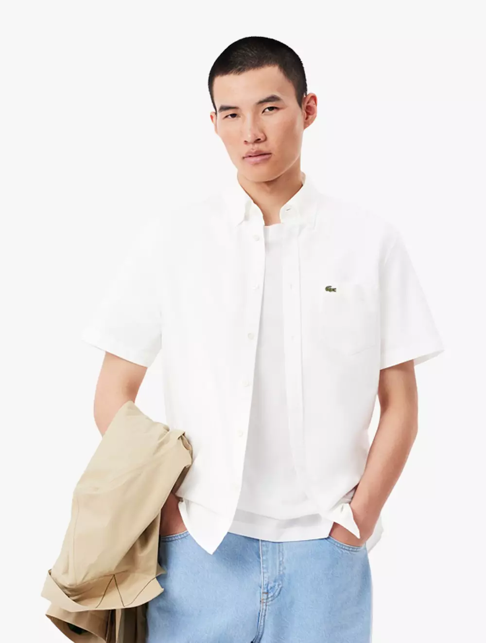 Regular Fit Short Sleeved Oxford Shirt - White - White
