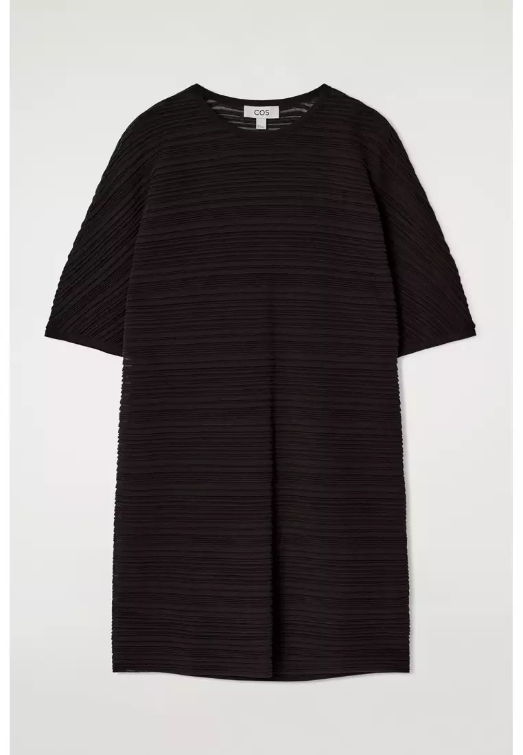 PLEATED KNITTED MINI DRESS
