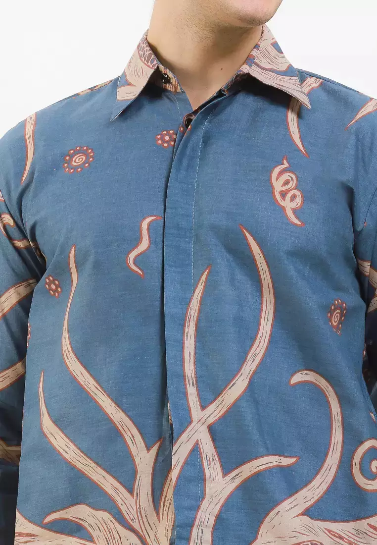 Pineapple Kemeja Batik Premium Pria Casual Modern Lengan Panjang