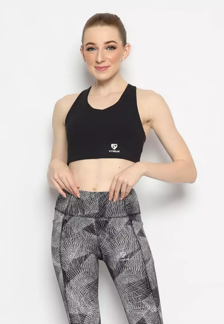 Fitwear - Sportbra Olahraga Wanita ANASTASIA [CROSS PLAIN] - BLACK