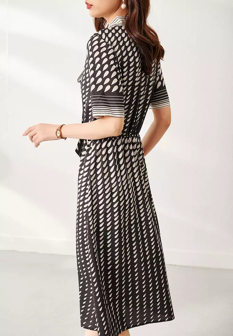 White polka dot chiffon dress online