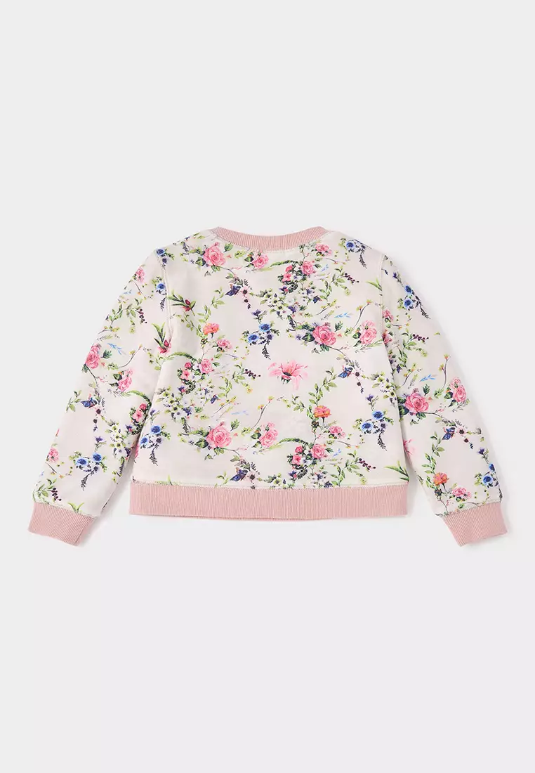Faye Cathy Reversible Faux Fur and Floral Print Sweatshirt