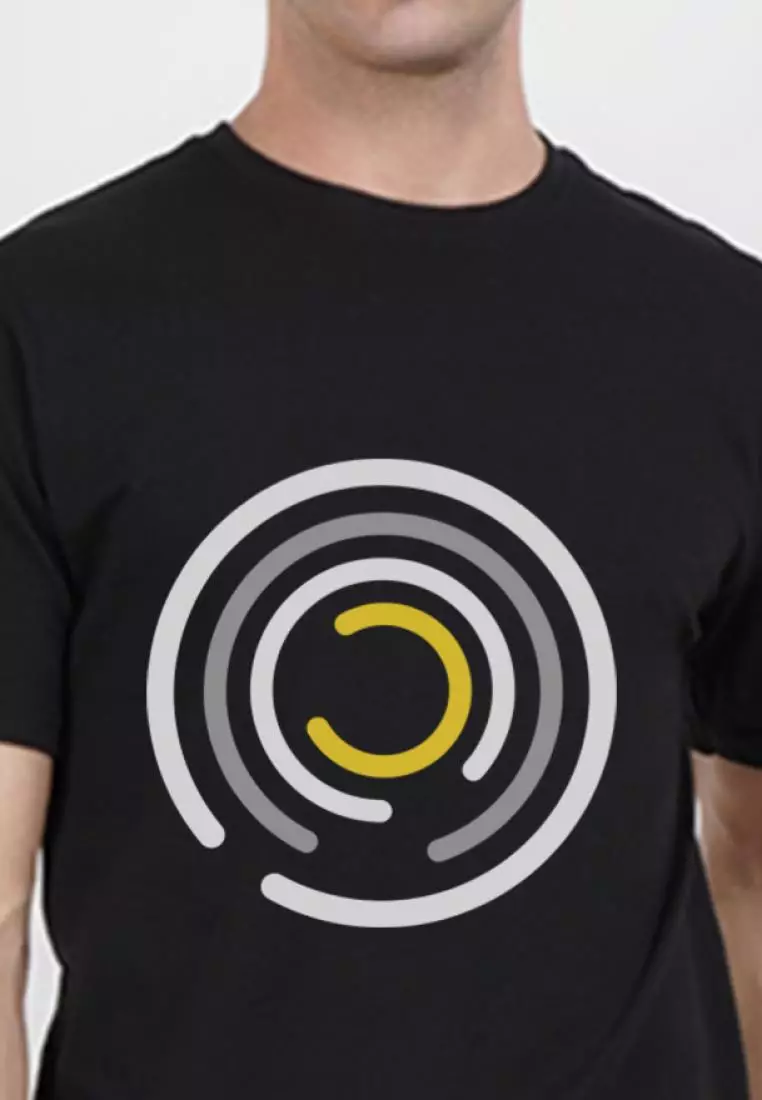 圆形图案黑色棉质短袖标准版型 T 恤