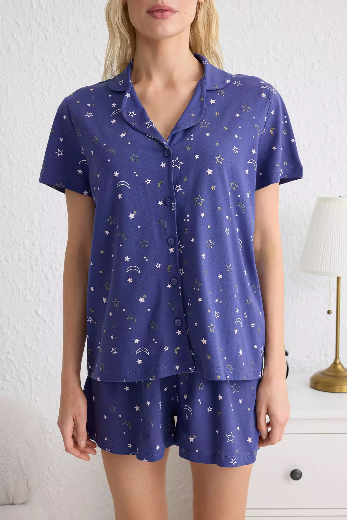 2 Pack Blue Galaxy Short Loungewear Regular Pajama Set
