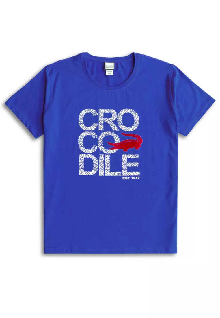 Crocodile CROX 0161 Blue - Men T-shirt Pria Original Slim fit - Katun