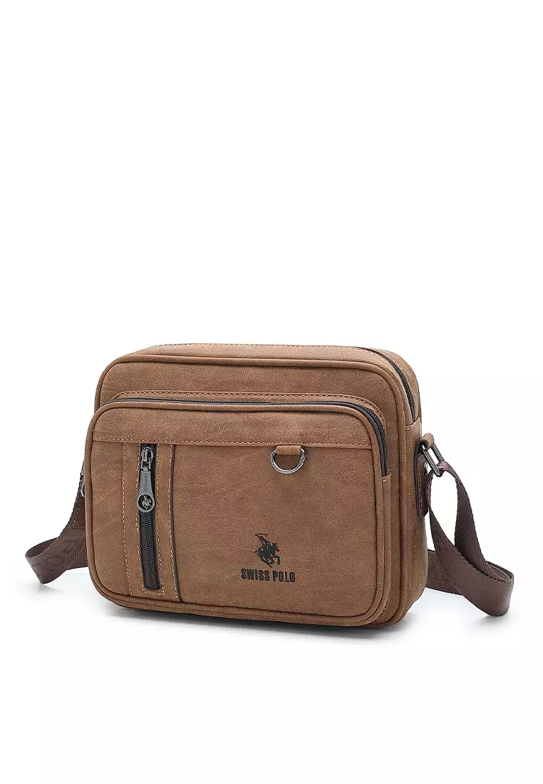 Men's Sling Bag / Crossbody Bag - Light Brown