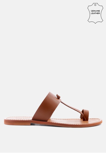 Rag & CO. brown Leather Thong Flat Sandals B7747SH4AF1B06GS_1