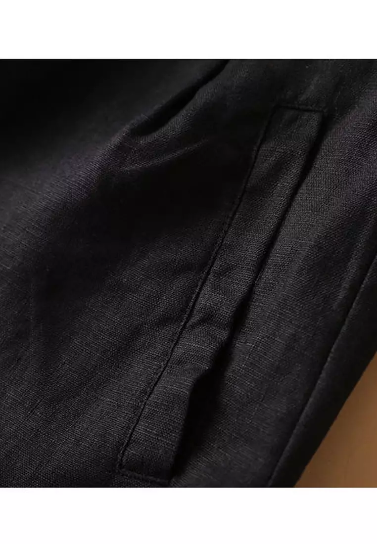 Loose Straight Cotton-flax Cropped Shorts RZ9112