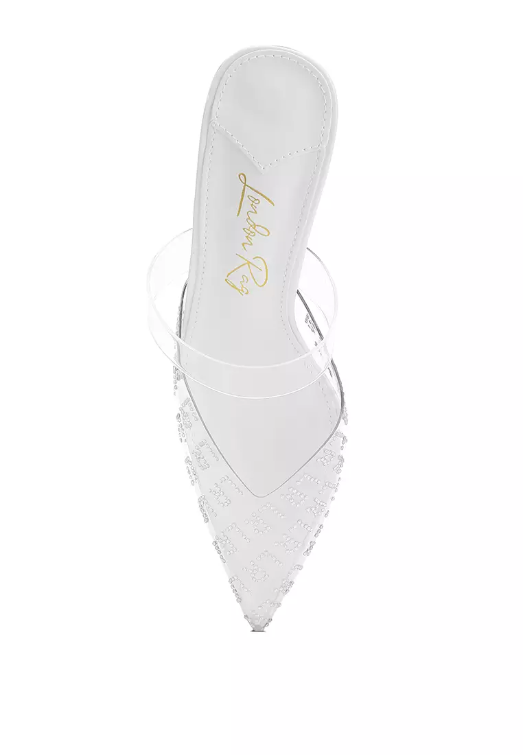 Pointed Toe Kitten Heels in White