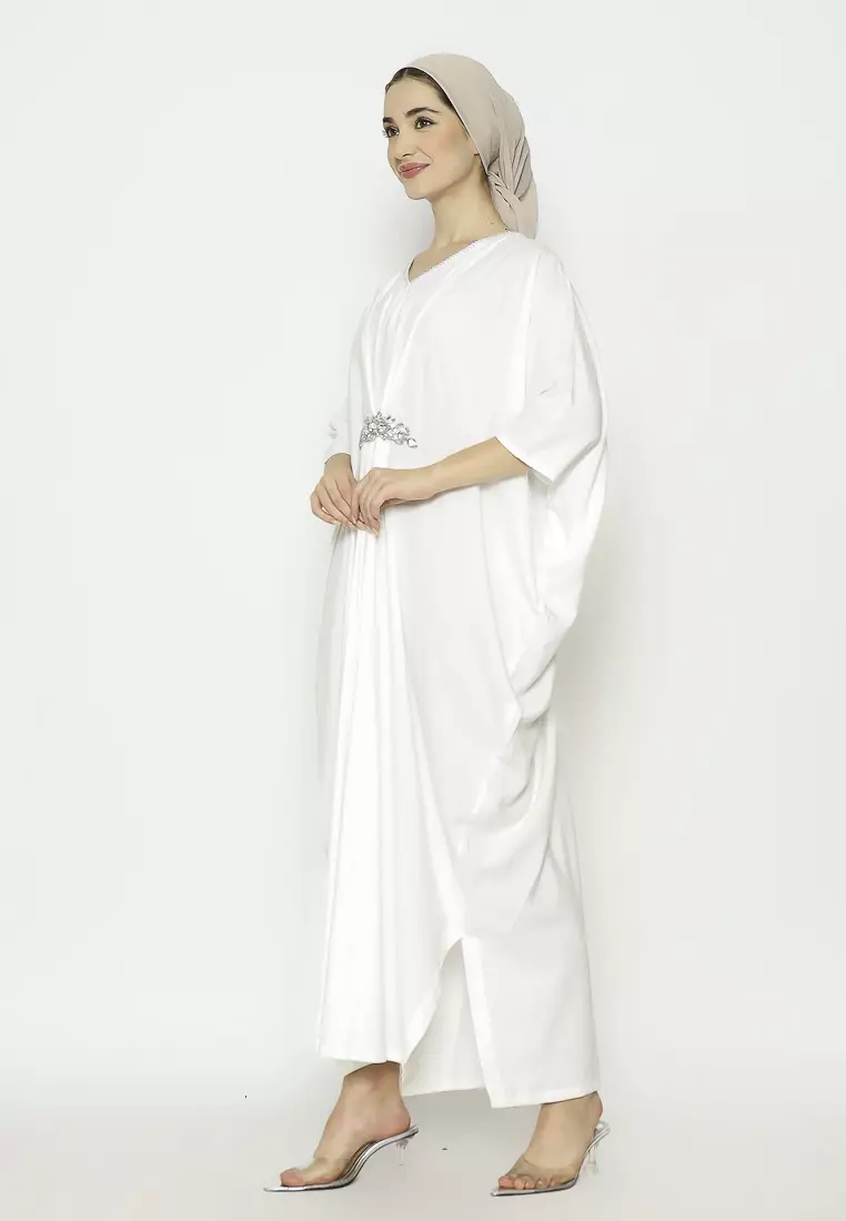 Urban Exchange Saira Kaftan White - Gamis Kaftan Putih Lengan 3/4 Warna White