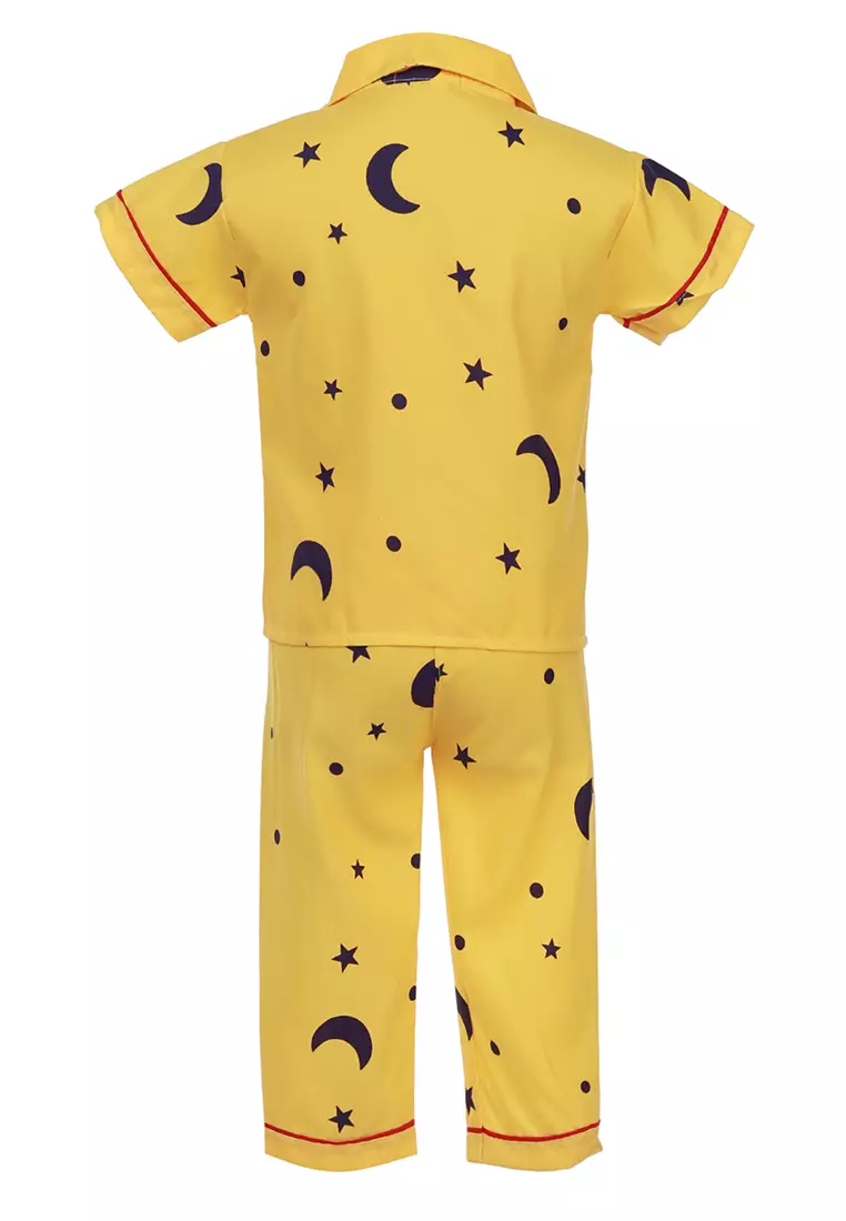 Joyce Piyama Anak Unisex Motif Bintang Childrens Pajamas Short Sleeve Material Cotton ORIGINAL - Yellow