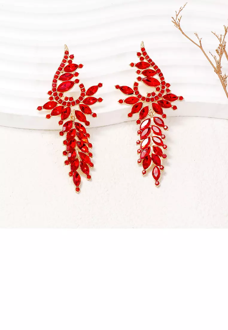 Red long tassel clearance earrings