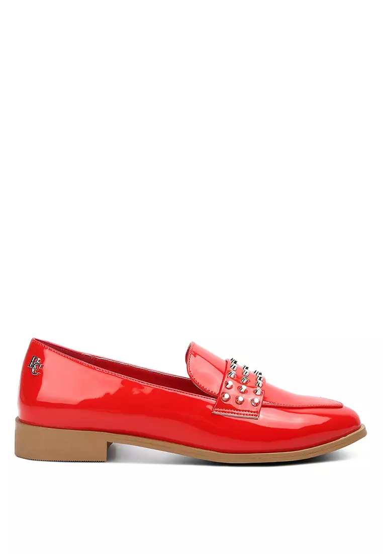 Discount on Rag & Co.  shoes - SKU: Red Stud Detail Patent Loafers