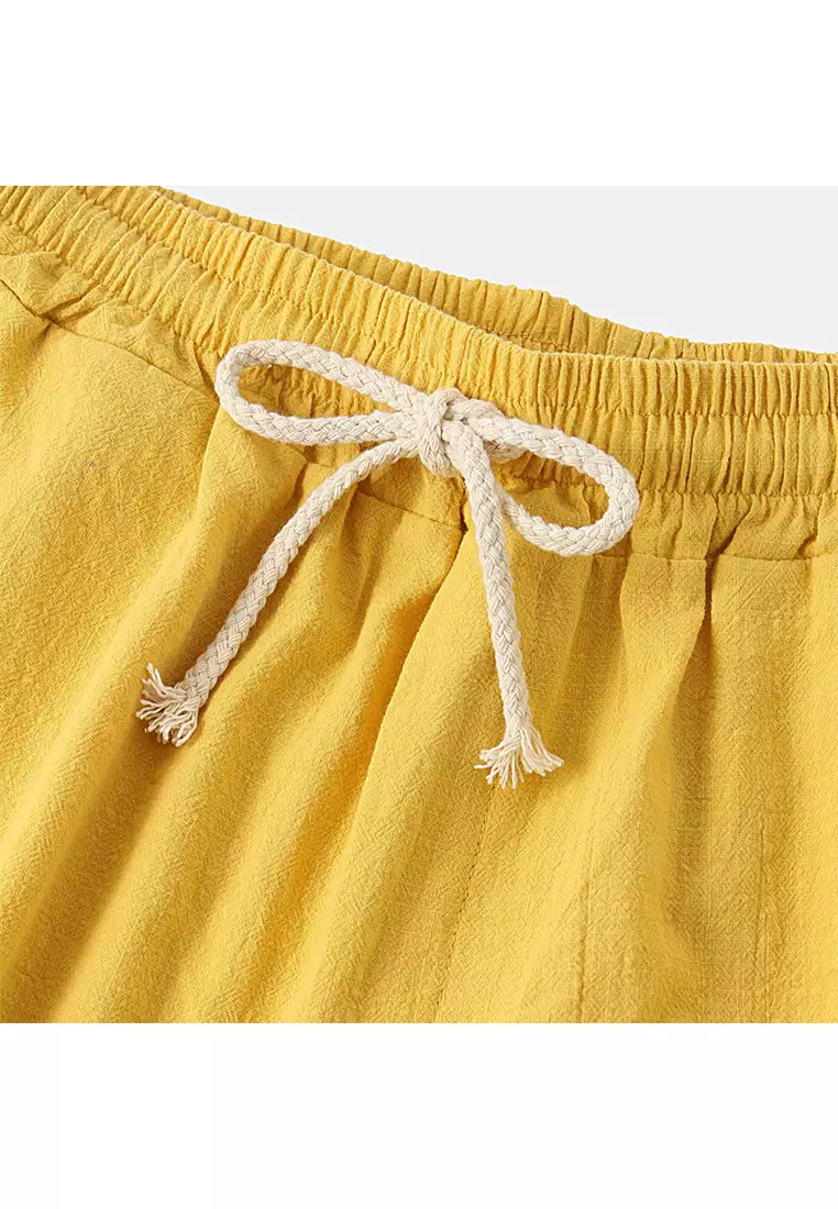 Cotton Linen Solid Color Beach Shorts YL-DK01
