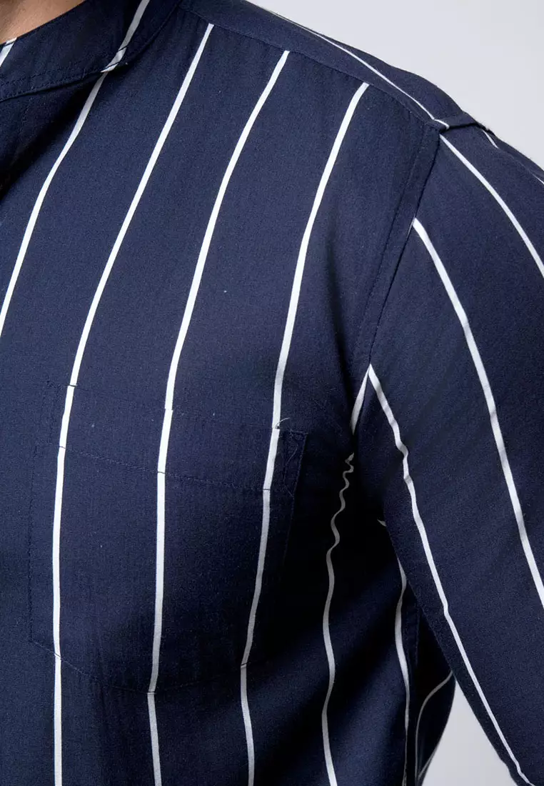 Vicente Shanghai Stripe Navy LS