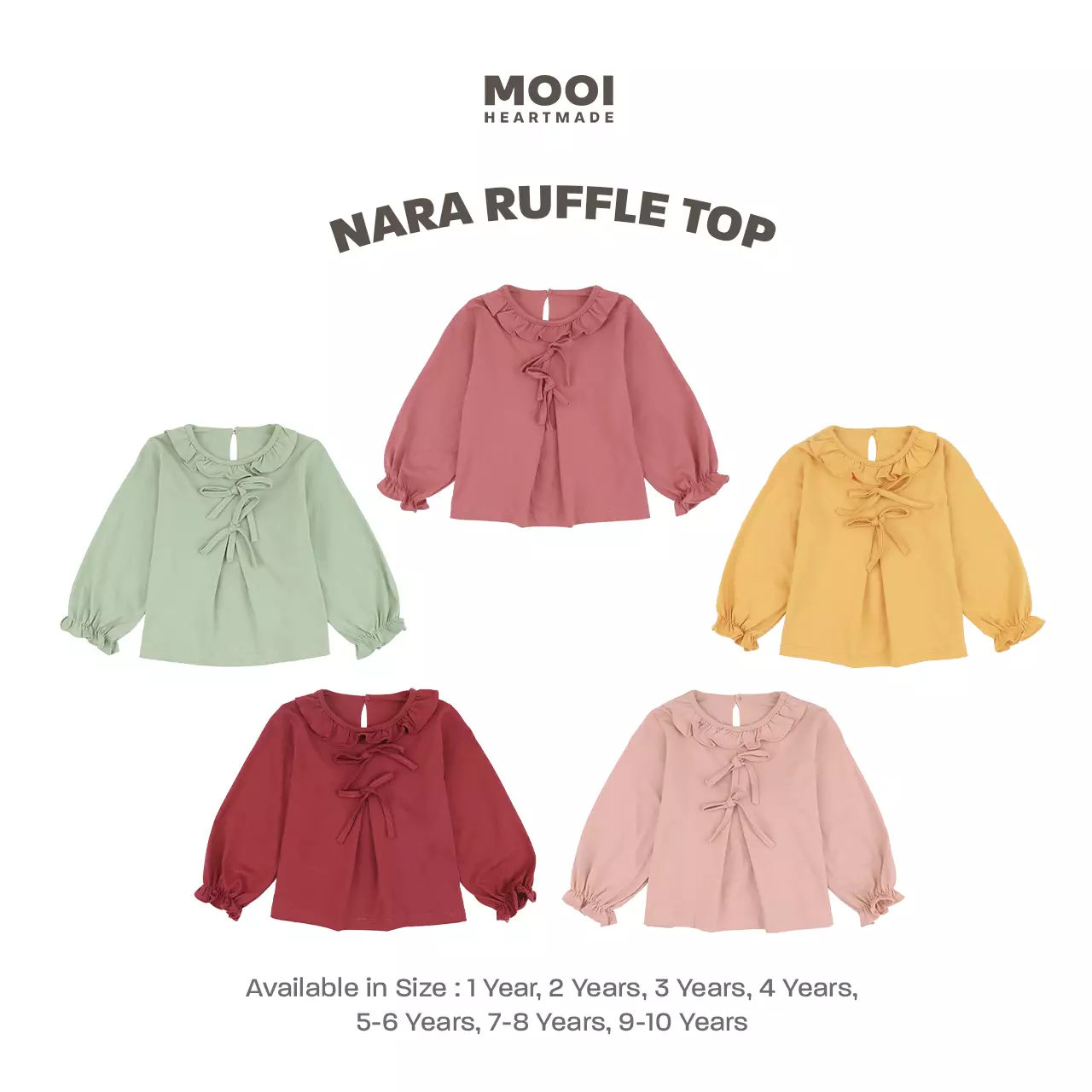 Mooi Atasan Anak Perempuan Nara Ruffle Top - Pink Rose