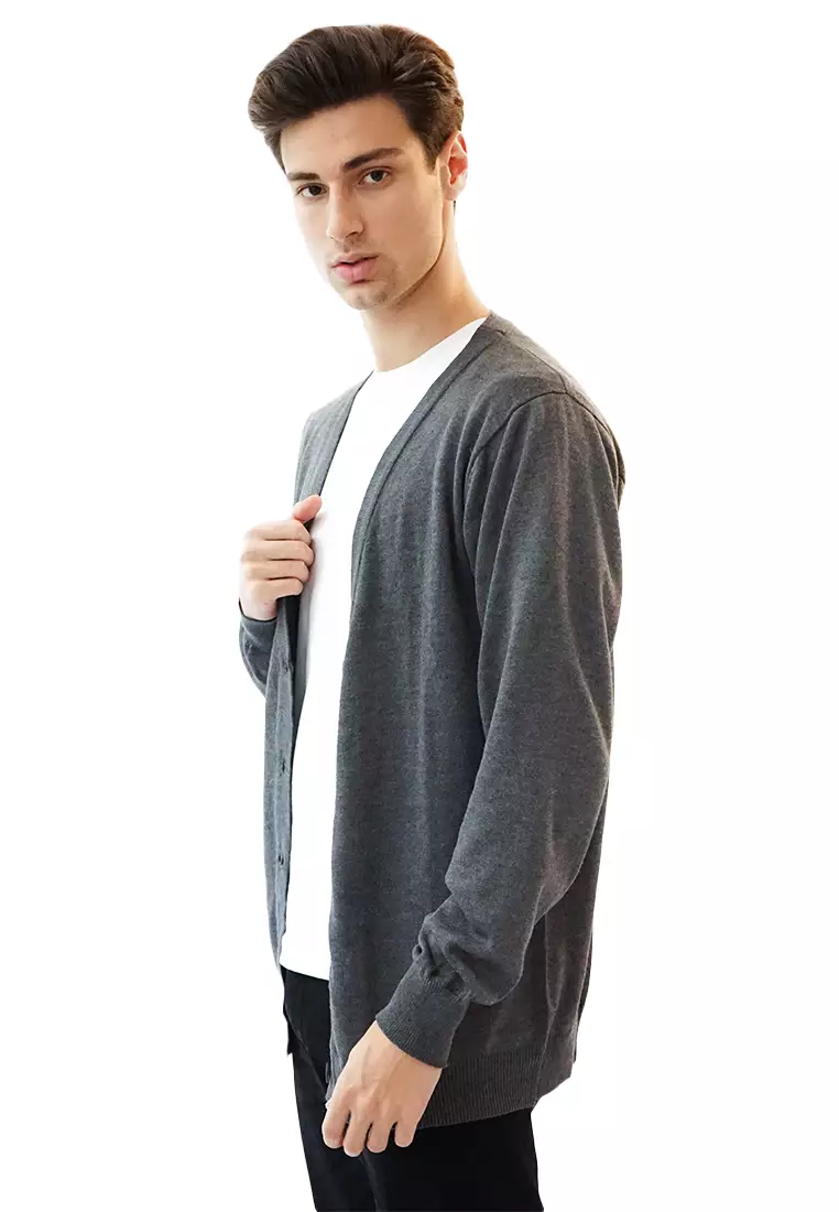 Cardigan Pria Oversize Sweater Korea Big Size Jumbo Abu tua