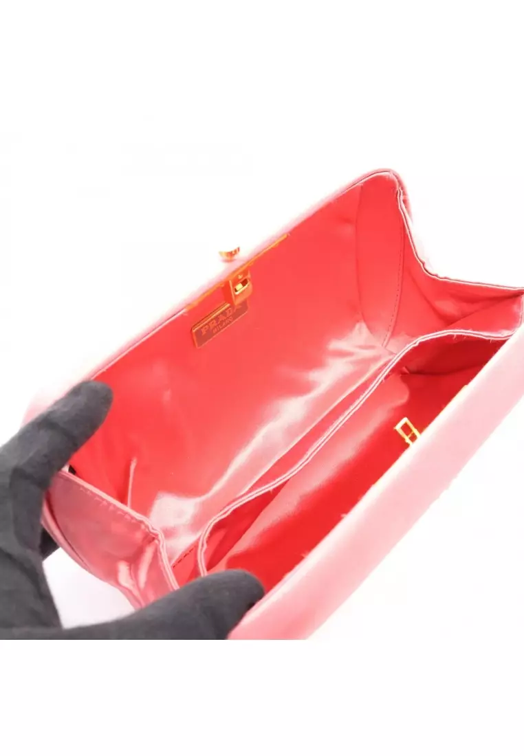 Pre-Loved Prada RASO Clutch bag satin pink
