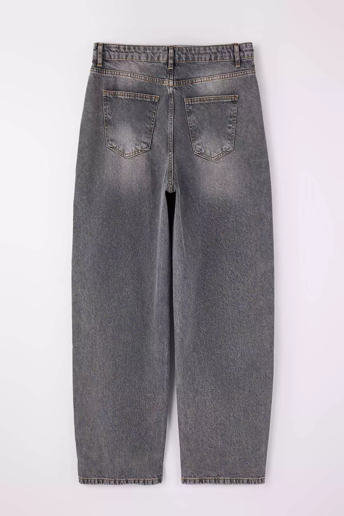 Gray High Waist Barrel Baggy 100% Cotton Non-Stretch Plus Size Jeans Tbbaw26Cj00043