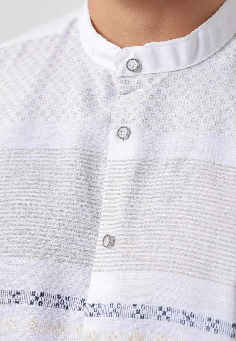 Kemeja Koko Pria Lengan Panjang Baju Muslim Pria EMIR WHITE