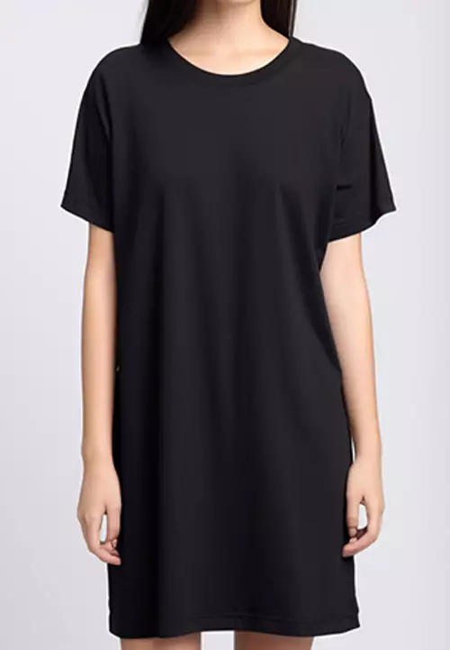 LTE28 LD long dress polos wanita hitam