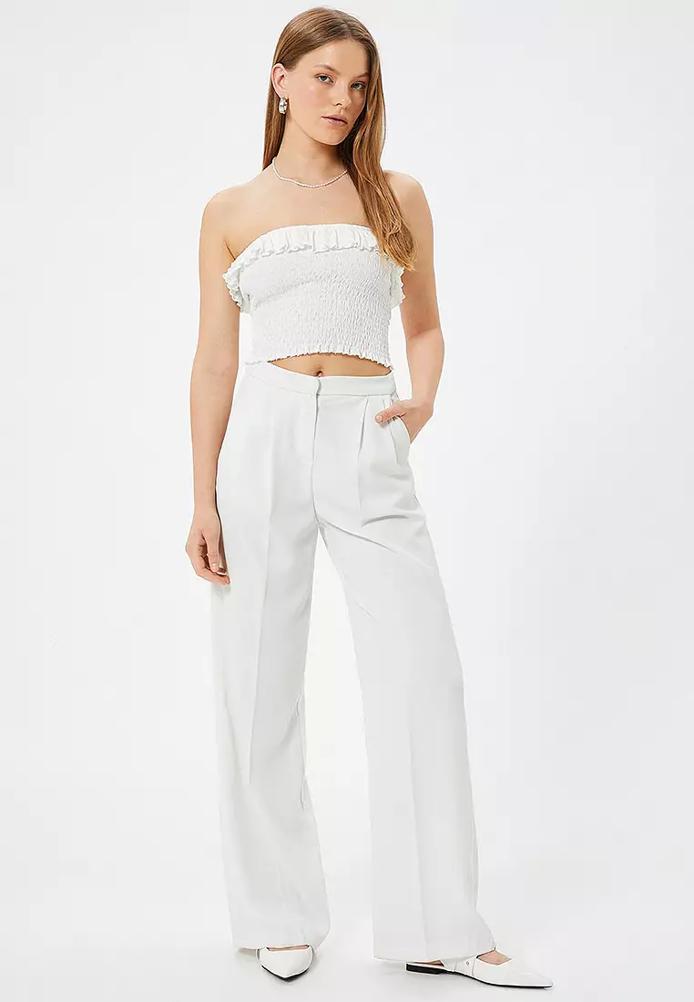 Koton Mädchen Bluse - Crop Top Mit Rüschen & Spitzendetails