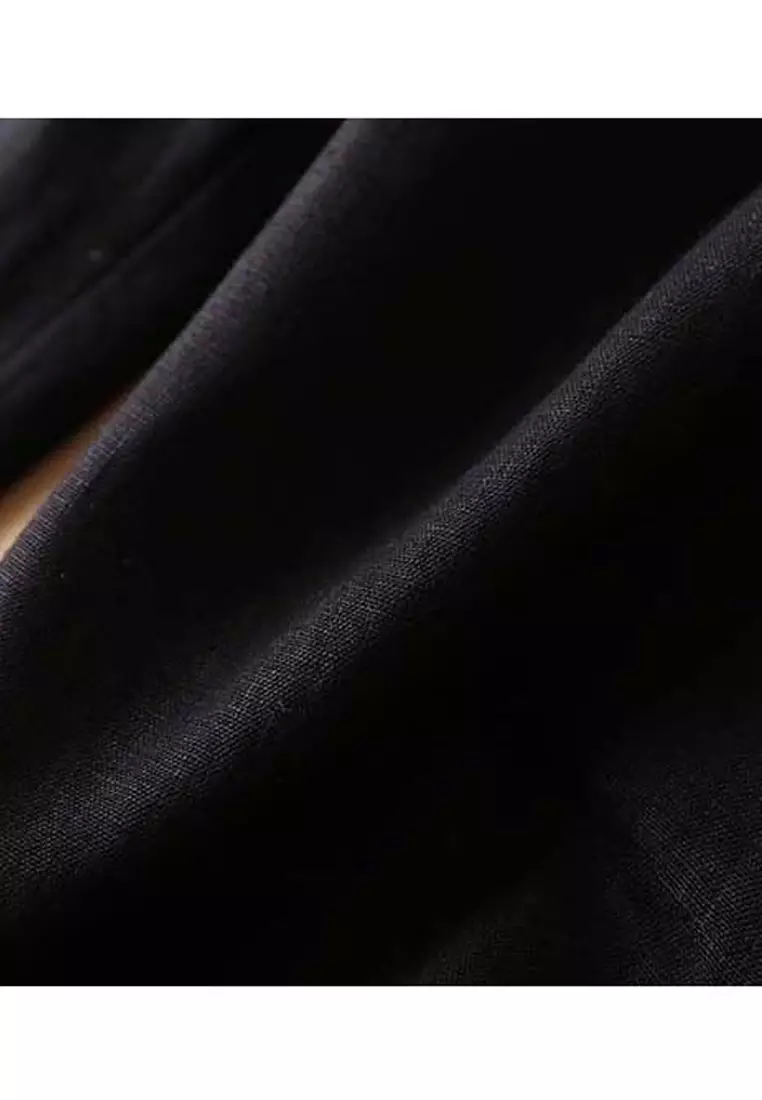 High Waist Cotton-flax Cropped Pants RZ-C132