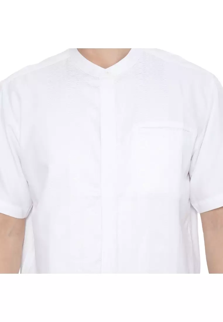 POLICE Kemeja Koko Border Printing Putih Regular Fit Pria